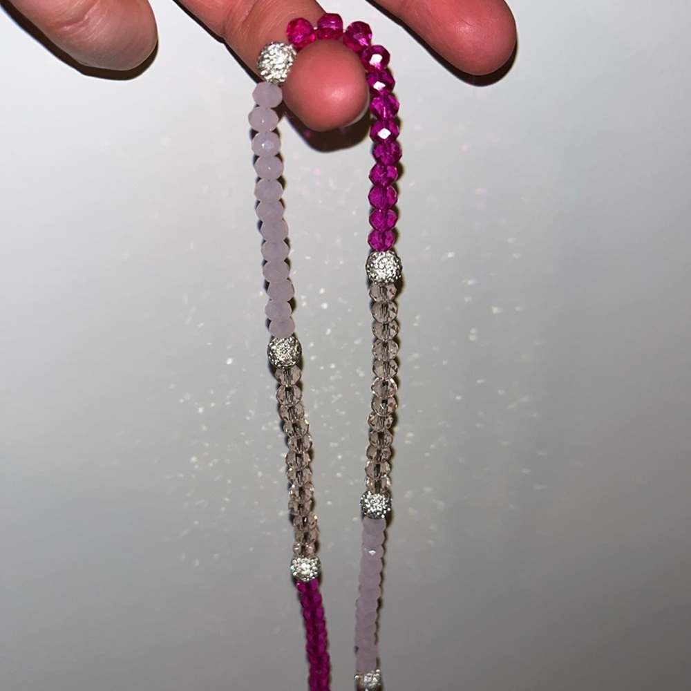 Pink Beaded bag strap - Picture 3 of 5